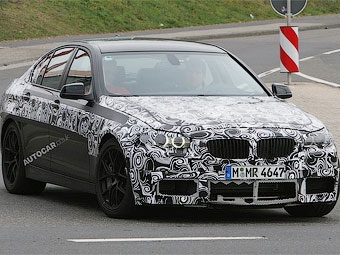 Шпионская фотография тестового прототипа нового BMW 5-Series. Фото с сайта autocar.co.uk
