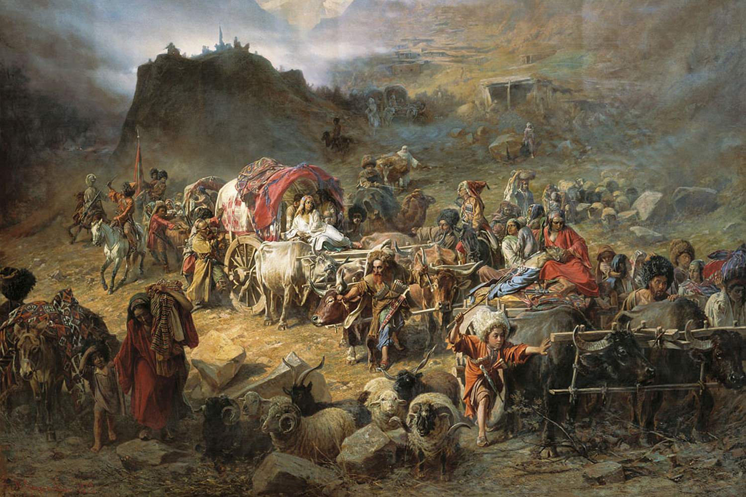 Петр Грузинский. Оставление горцами аула при приближении русских войск, 1872