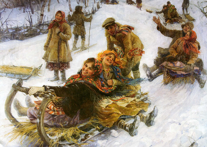 Федот Сычков. Катание на Масленицу. 1914