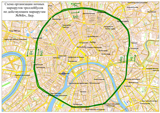 Карта ночных маршрутов москвы