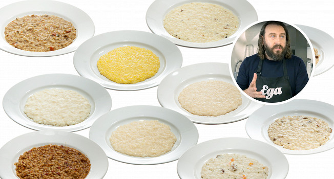 Мирко Дзаго пробует смеси для ризотто